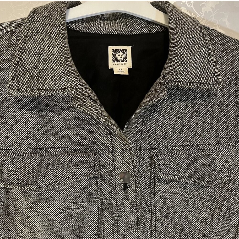 WMN 12 Anne Klein Tweed Lined Jacket Blazer Button Front Black/Gray nwot - Picture 11 of 13